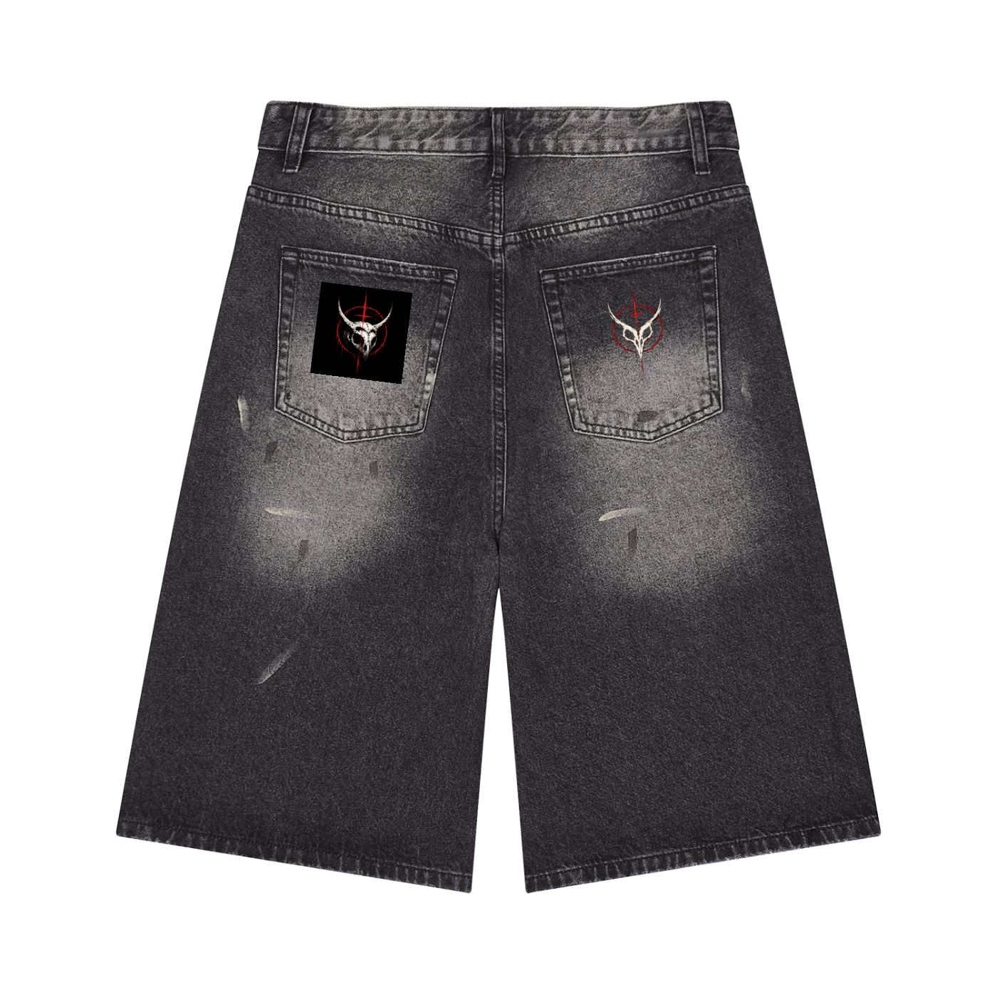 Bloody Owl Men’s Vintage Wash Wide Leg Denim Shorts